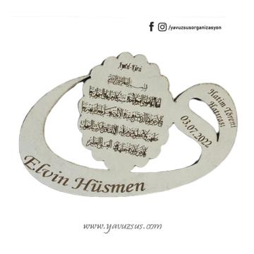 Ayetli Vav Ahşap Süs