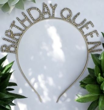 Taşlı metal Brithday Quenn taç