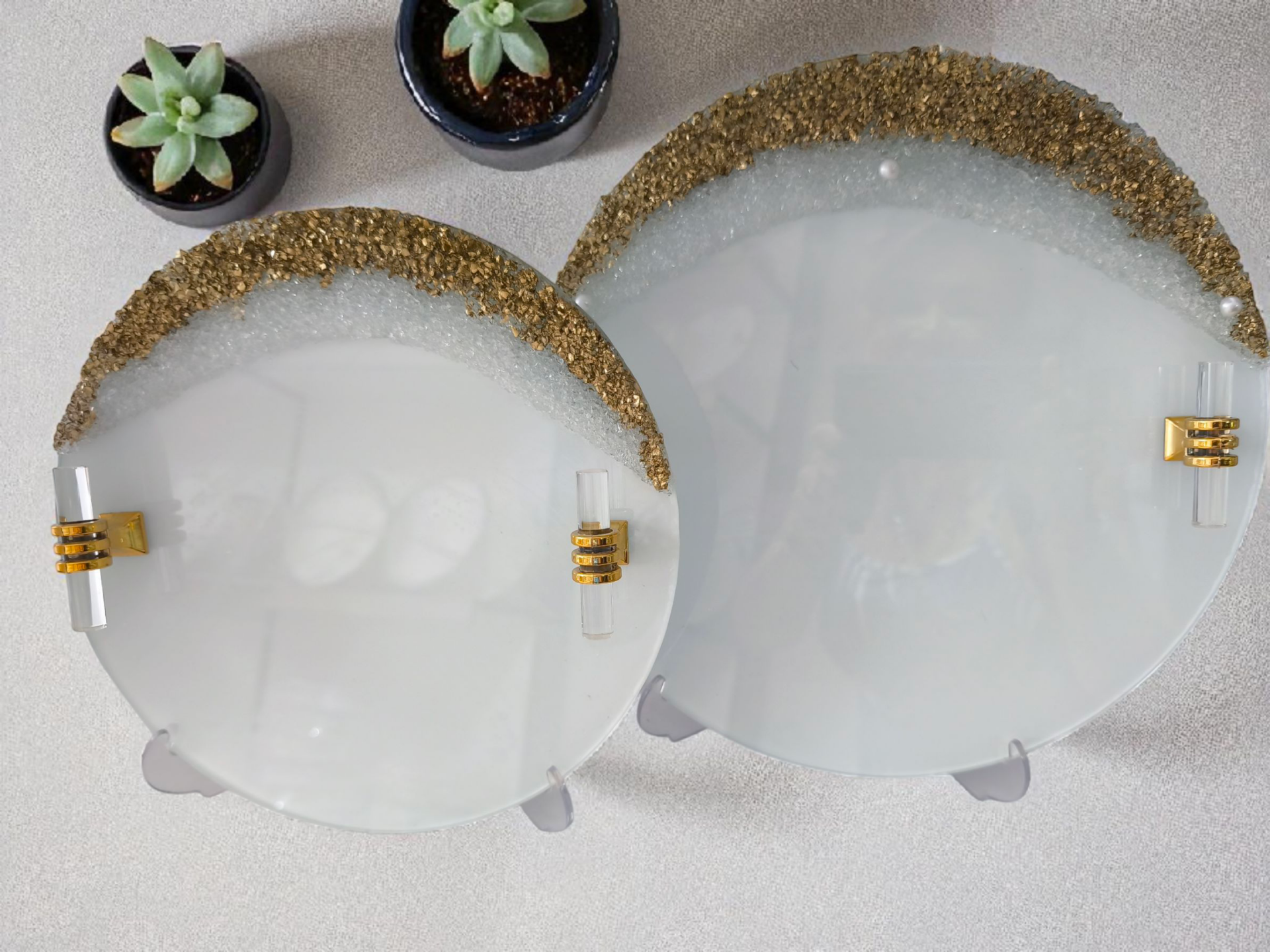 Kumlu yuvarlak CAM tepsi seti