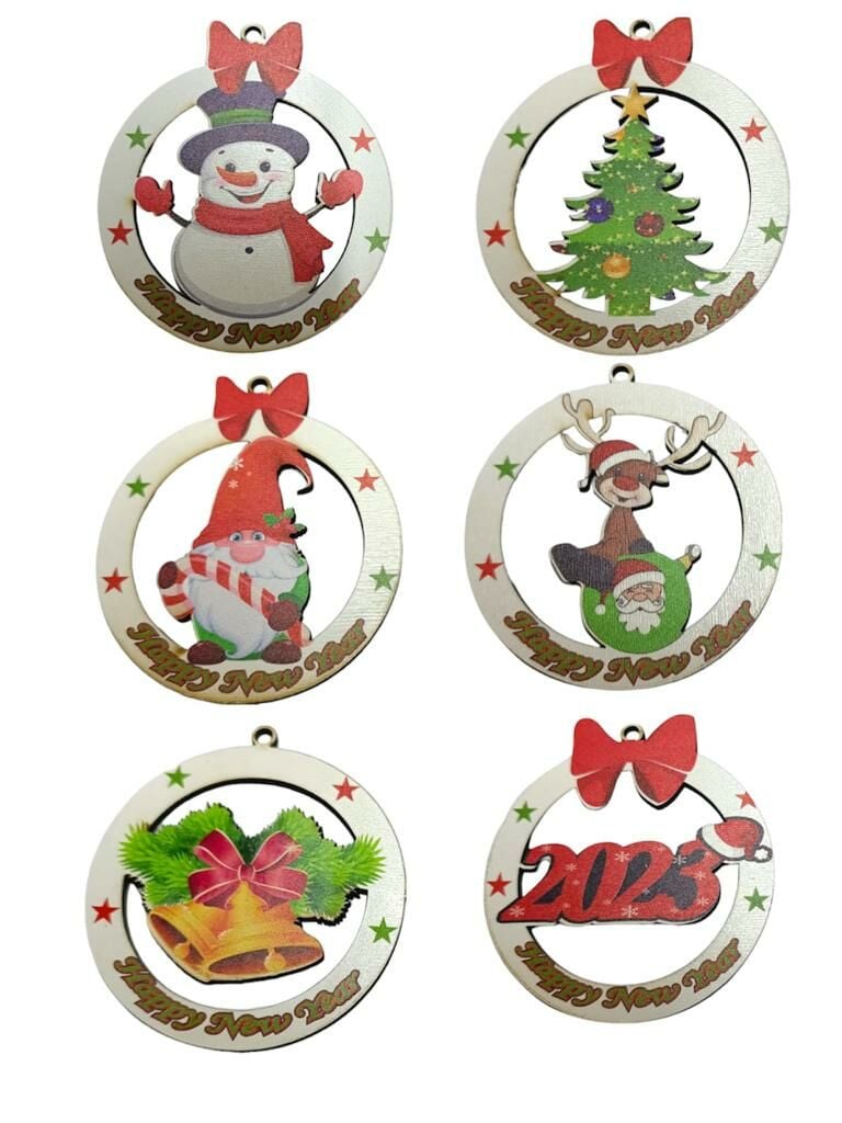 Şekilli 6 lı Yılbaşı Ağaç Süsü