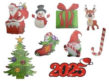 Şekilli 10 lu Yılbaşı Ağaç Süsü