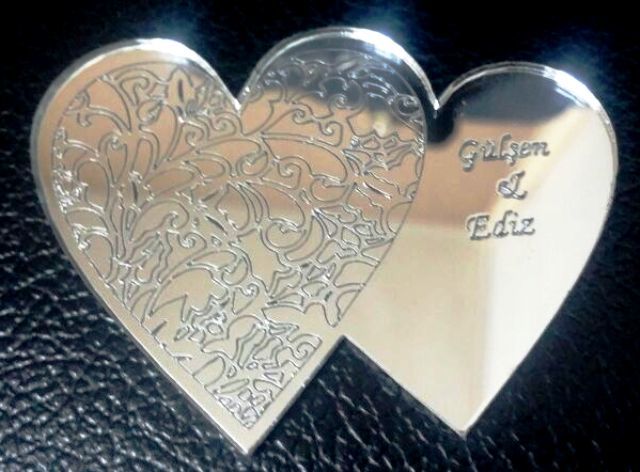 Pleksi desenli ikili kalp (6x4,5) GUMUS