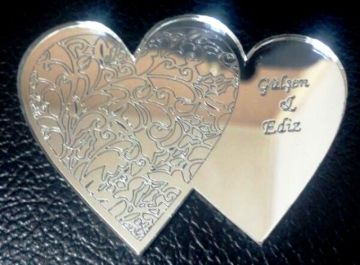 Pleksi desenli ikili kalp (6x4,5) GUMUS