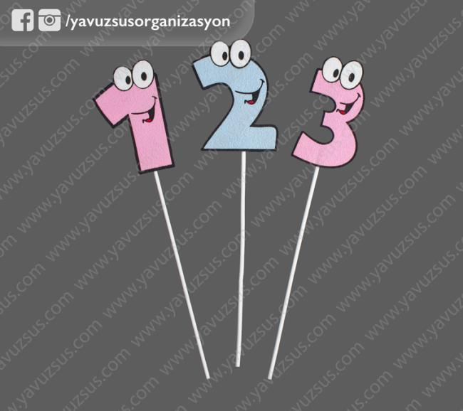 karikatür rakam cubuk (6 ad) (KLD) 3 YAS PEMBE