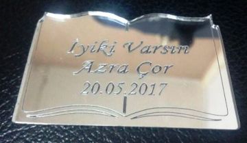 pleksi kitap hatırası (6x3,5) GUMUS