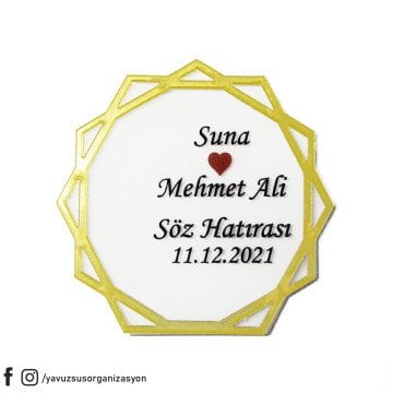 Altıgen Şeffaf Pleksi Üzerine UV Baskı (6,5cm) ALTIN