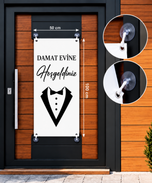 Gelin -Damat Kapı Süsü / Gelin Evine -Damat Evine Hoş Geldiniz 50×100 cm