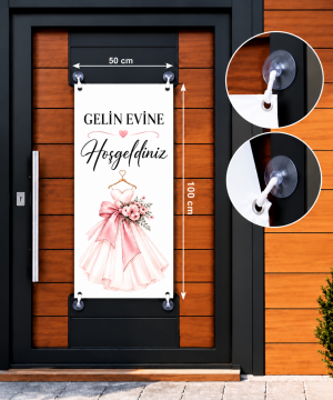 Gelin -Damat Kapı Süsü / Gelin Evine -Damat Evine Hoş Geldiniz 50×100 cm