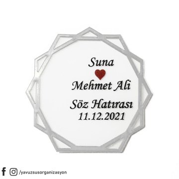 Altıgen Şeffaf Pleksi Üzerine UV Baskı (6,5cm) GUMUS