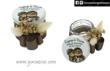 30cc baskılı şişeye süslü hazır nikah süsü(20 ad)