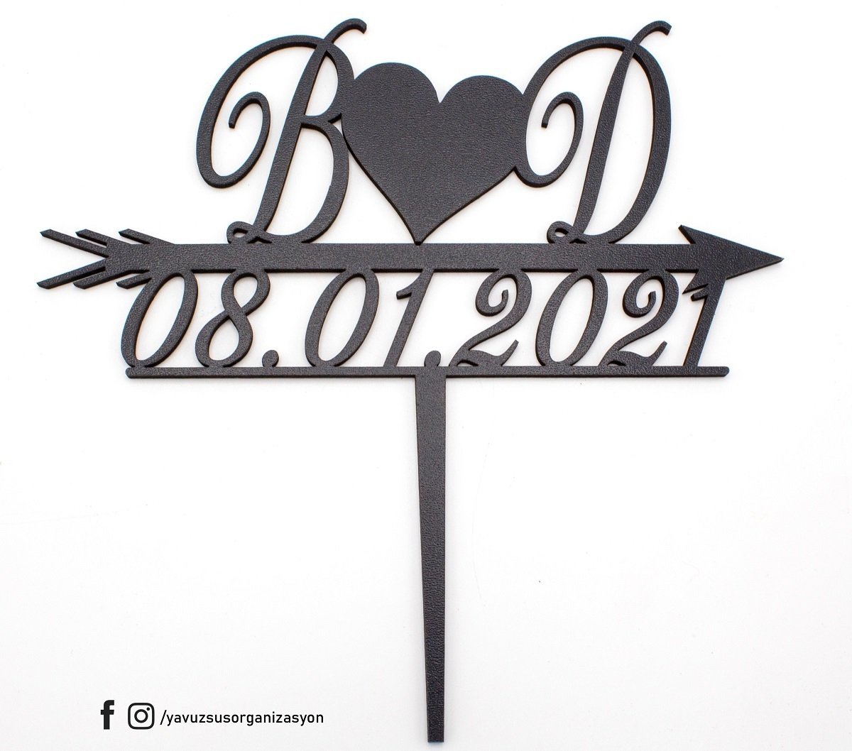 Ahşap Harf & Tarih Dekorlu Pasta Üstü Çubuk