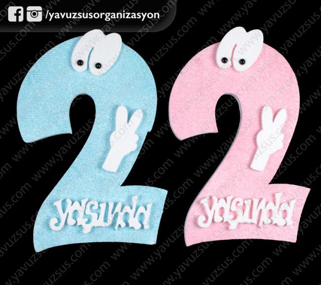 strafor rakkam 2 yaşında kapı süsü(KLD) MAVI