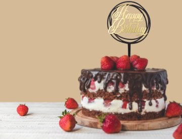 Ahşap & Pleksili Happy Birthday Pasta Üstü Çubuk