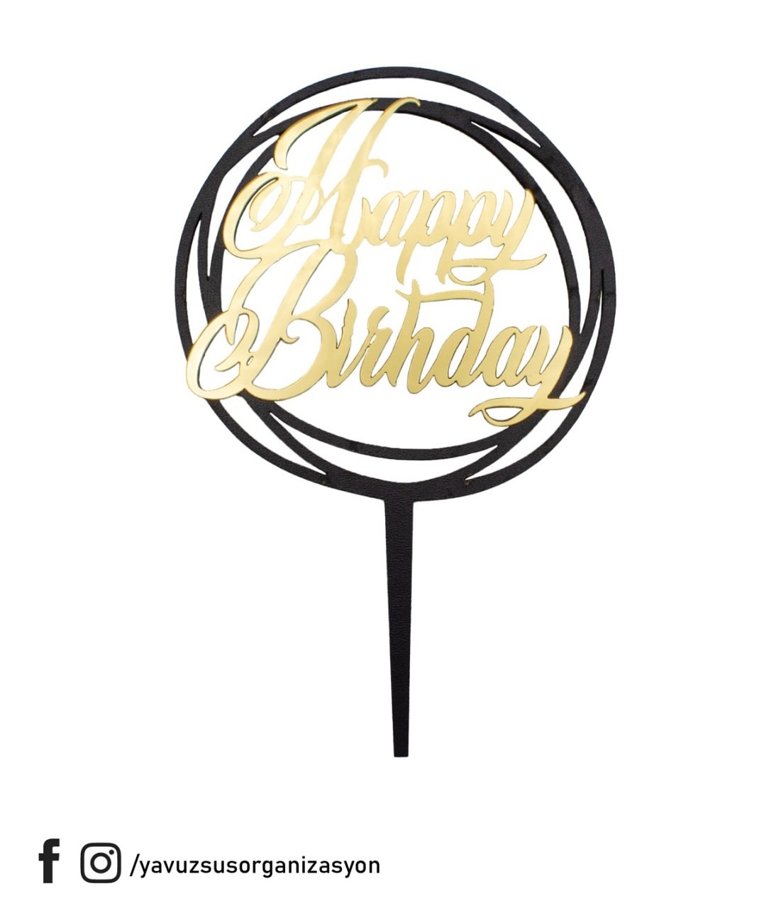 Ahşap & Pleksili Happy Birthday Pasta Üstü Çubuk