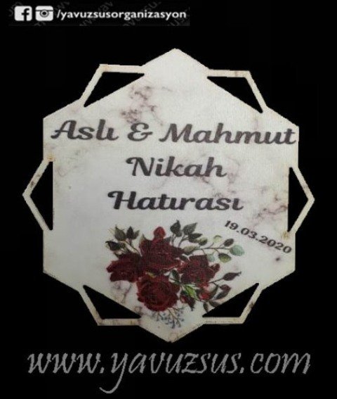 Uv baskılı köşeli çiçek desenli ahşap süs