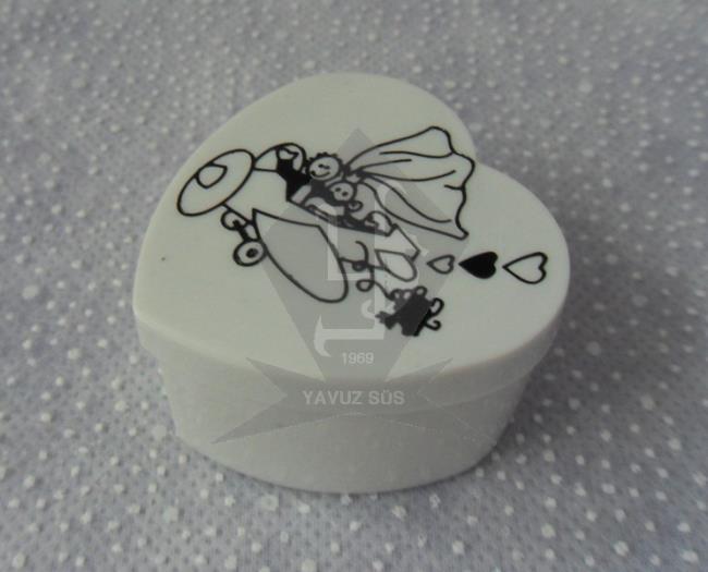 UÇAKTA GELİN DAMAT KALP KUTU(KLD)(12 adet) SIYAH