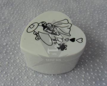 UÇAKTA GELİN DAMAT KALP KUTU(KLD)(12 adet) SIYAH