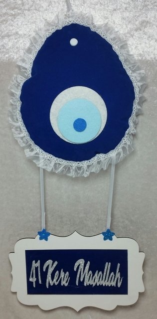 Altı ahşap 41 kere maşallah kapı süsü LACIVERT