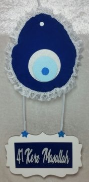 Altı ahşap 41 kere maşallah kapı süsü LACIVERT