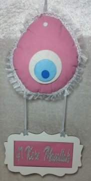 Altı ahşap 41 kere maşallah kapı süsü PEMBE