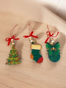 Boncuklu 3 Lü Yılbaşı Süsü