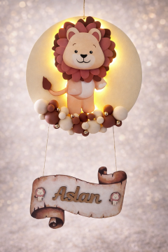 Işıklı Aslan Dekorlu Toplu Kapı Süsü