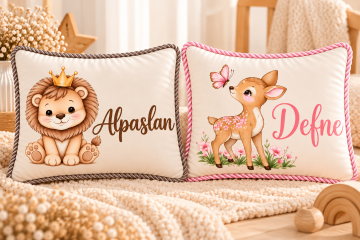 Aslan -ceylan baskılı  Takı Yastığı – Dikdörtgen İsimli Yastık Modeli