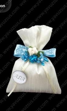 Şantuk kumaş puantiye kurd. çiçekli lavanta kesesi PEMBE