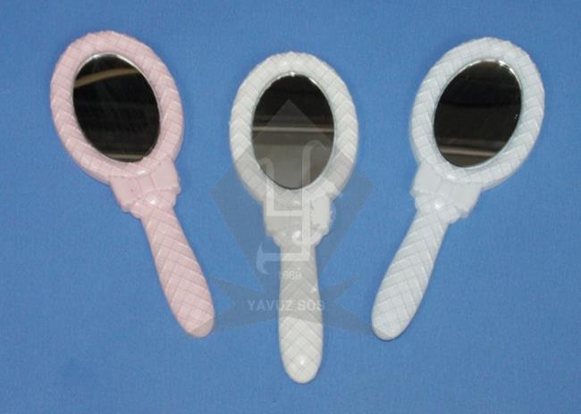 tırtıklı fiyonklu oval ayna(KLD) BEYAZ