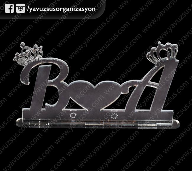 Ahşap Üzeri Pleksi  HARFLİ tabanlık(isimlik) ALTIN