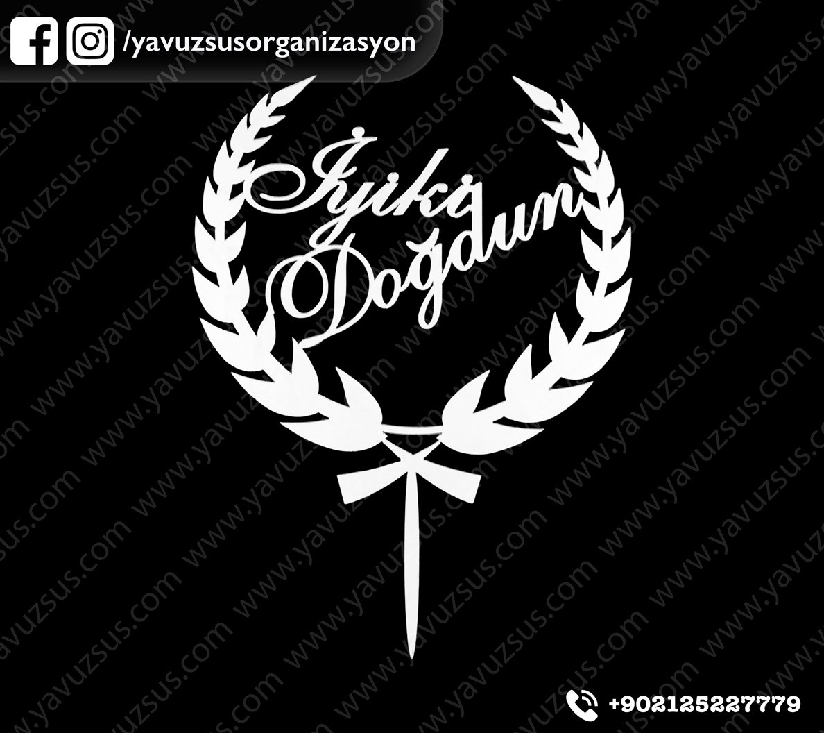 Pleksi zeytin dalı iyiki doğdun çubuk (17x23) GUMUS