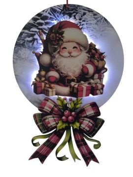 Led ışıklı Noel babalı Yılbaşı Kapı süsü