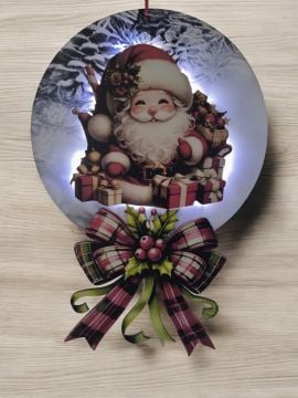 Led ışıklı Noel babalı Yılbaşı Kapı süsü
