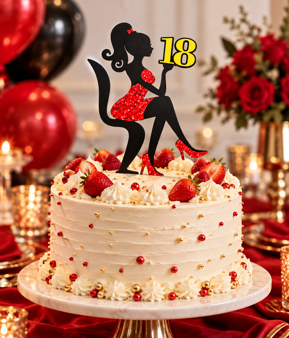 18 Yaş Pasta Üstü Çubuk – Doğum Günü Pasta Dekoru 20×15 cm