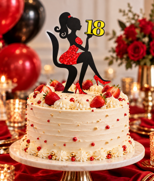 18 Yaş Pasta Üstü Çubuk – Doğum Günü Pasta Dekoru 20×15 cm