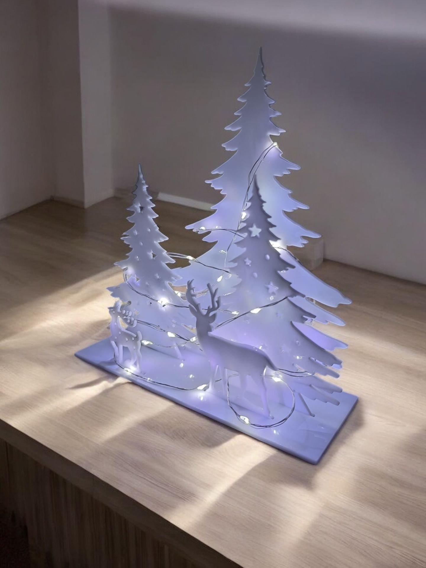 Işıklı Pleksi masa üzeri 3 boyutlu Yılbaşı dekorasyon