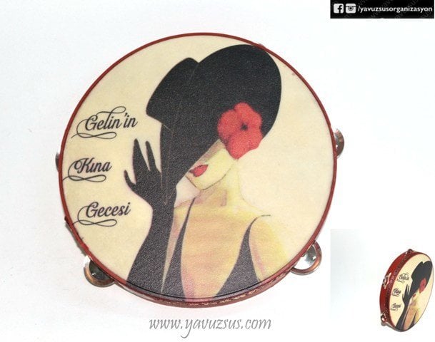 Kına Kızı Baskılı Deri Tef(32cm)