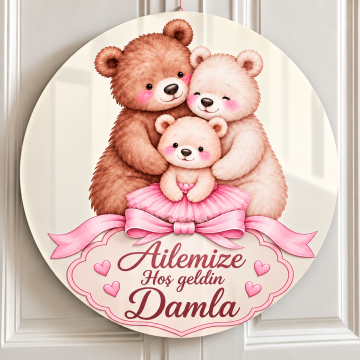 Gümüş Pleksi Bebek Kapı Süsü – 30 cm İsimli UV Baskılı Model