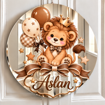 Gümüş Pleksi Bebek Kapı Süsü – 30 cm İsimli UV Baskılı Model