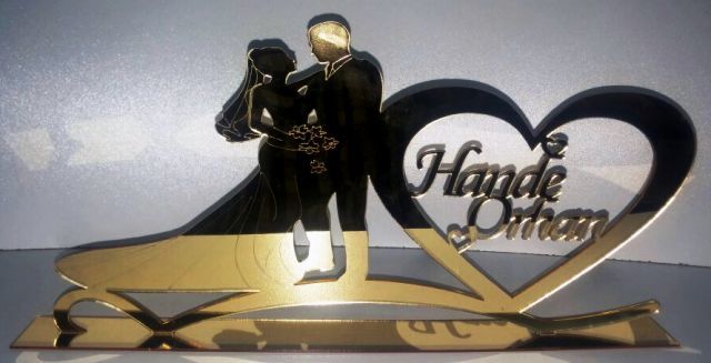 pleksi kalpli gelin damat tabanlık(isimlik) ALTIN