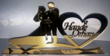 pleksi kalpli gelin damat tabanlık(isimlik) ALTIN