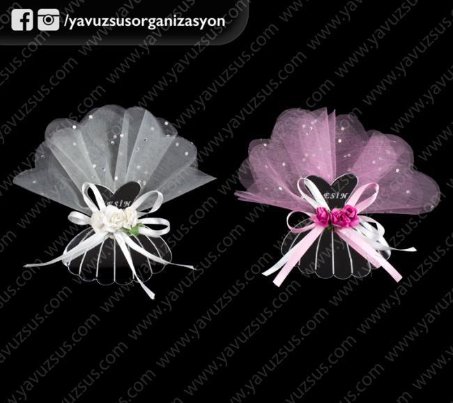 Kalpli gelin & damat nikah şekeri(20 adet) PEMBE