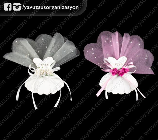 Süslü ahşap balerin şeker (20 adet) MAVI