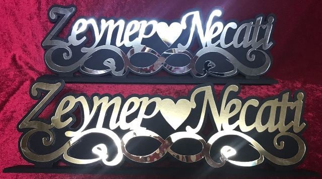 Ahşap Boyalı 6mm mdf + pleksi tabanlık(isimlik) ALTIN