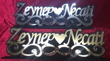 Ahşap Boyalı 6mm mdf + pleksi tabanlık(isimlik) GUMUS