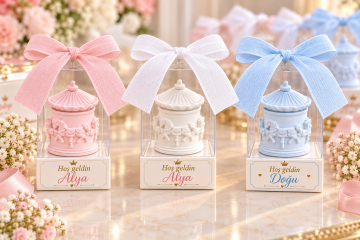 Süslü kutuda atlıkarınca mum hediyelik (20 adet)