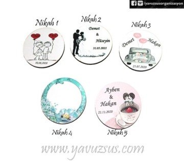 Uv Basklı Nikah Modelleri Ahşap Süs(6cm)