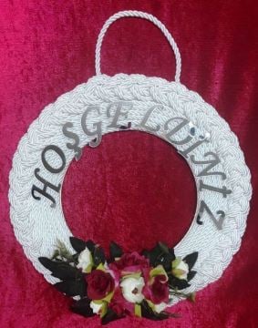yuvarlak ortası boş örgü ipli kapı süsü