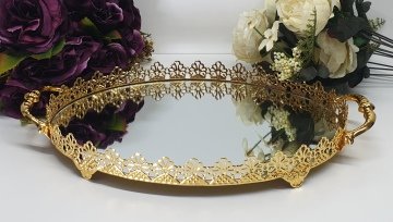 Papatya Model Oval Tepsi (20x29cm) ALTIN YUZUK TEPS