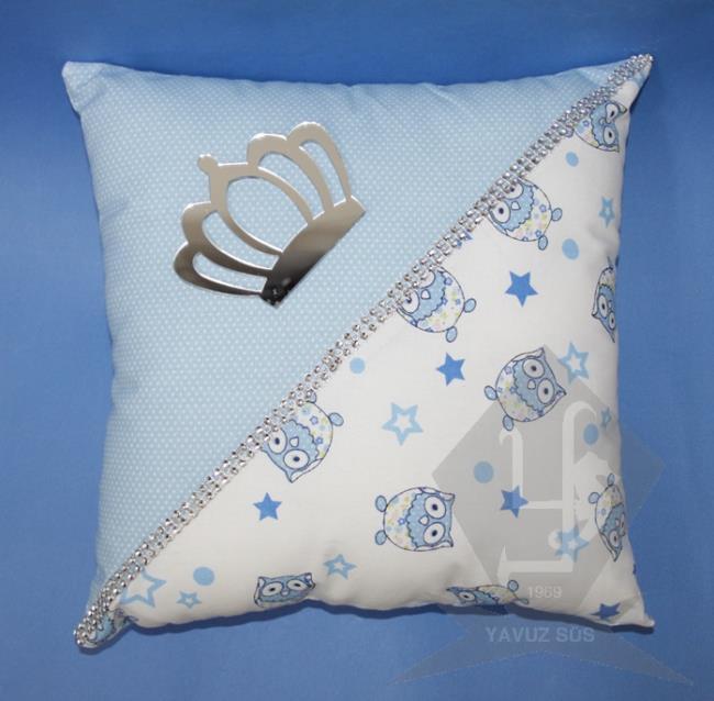baykus desenli kral-kraliçe yastık(KLD) PEMBE